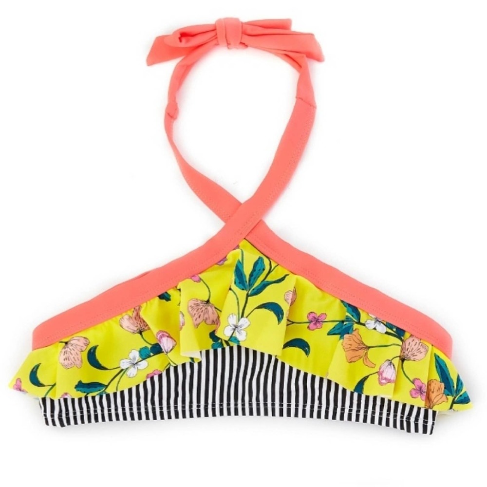 Heart and Harmony Floral Ruffle Stripe Bikini Top - Picture 1 of 7